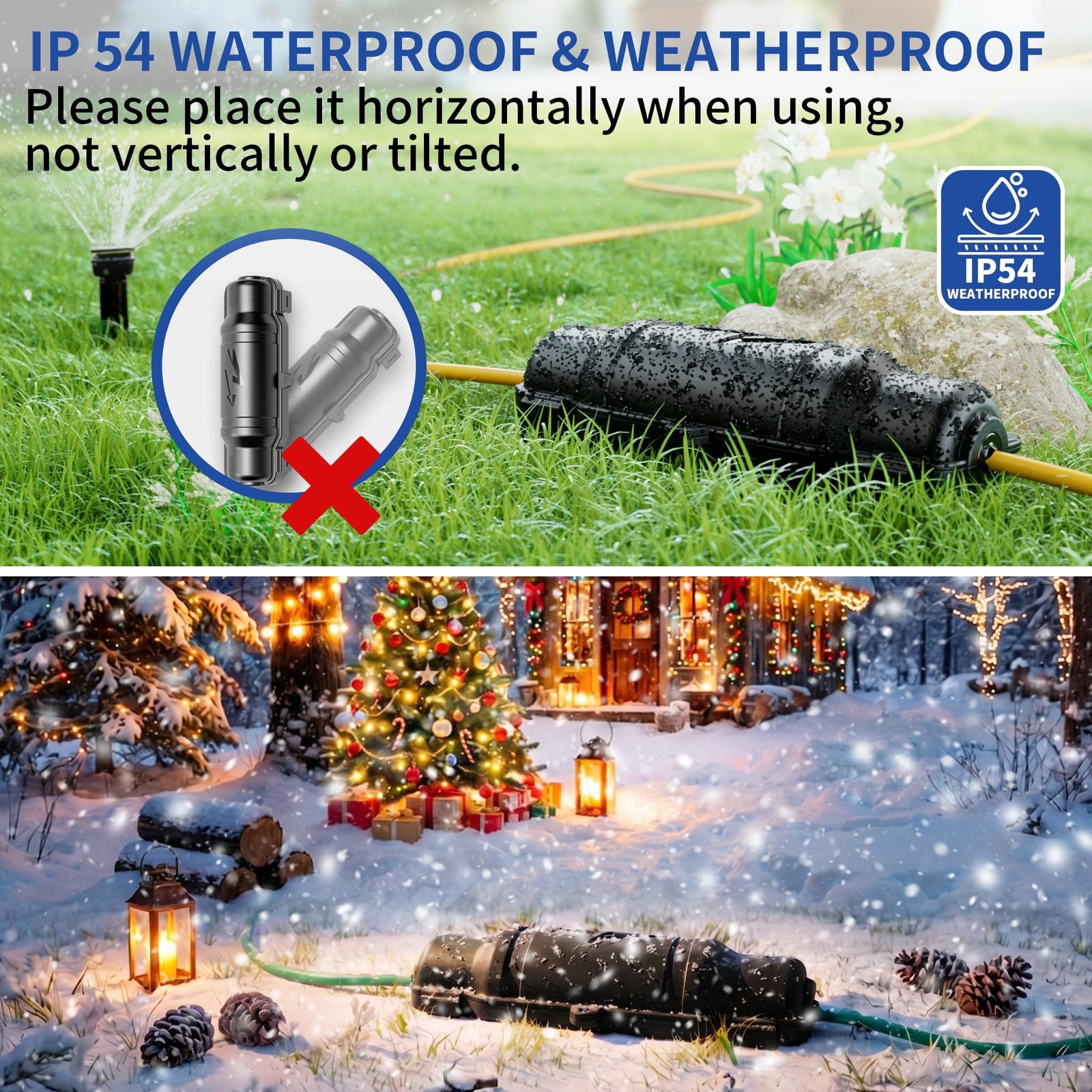 2 Pack Outdoor Extension Cord Safety Cover with Waterproof Seal IP54 Water-Re…