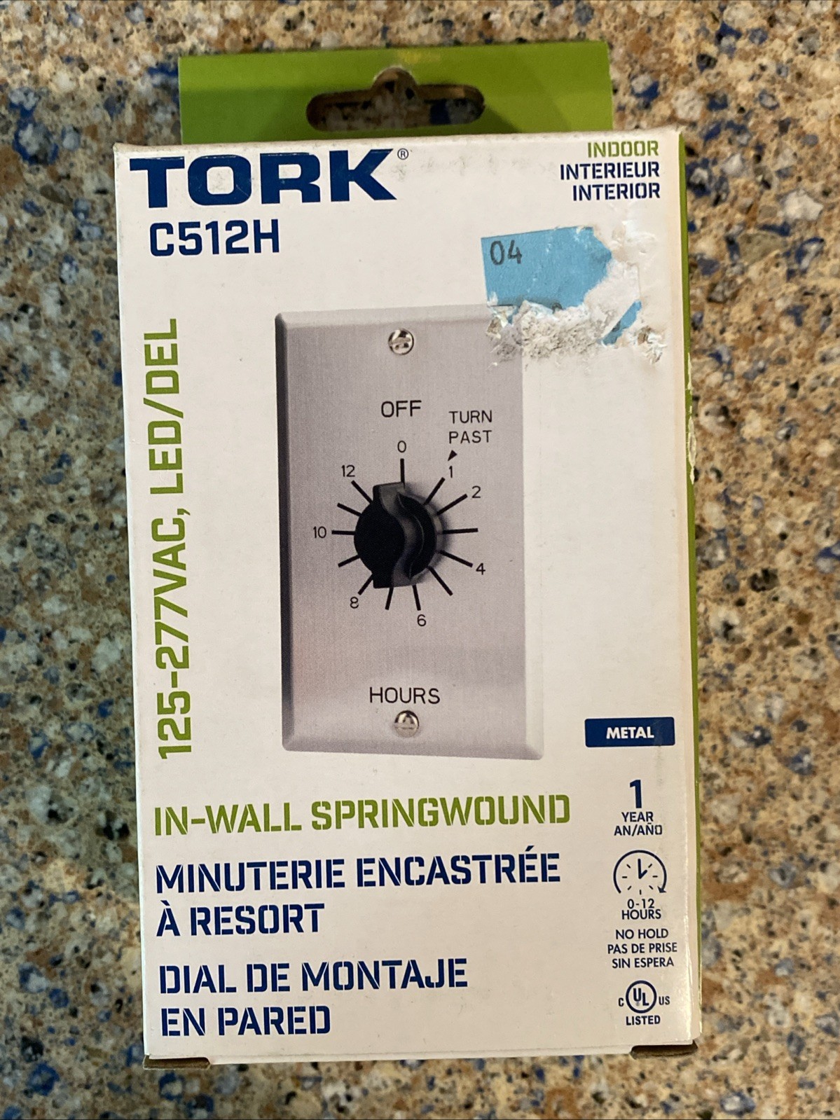 TORK C512H Spring-Wound in-Wall Twist Timer with Commercial Style Metal Plate…