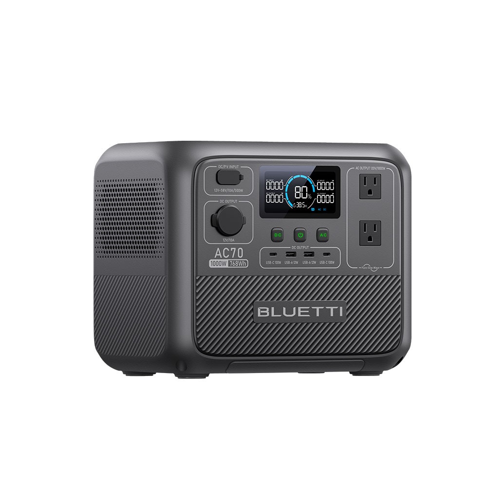 BLUETTI AC70 1000W 768Wh Portable Power Station Solar Generator for Camping Trip