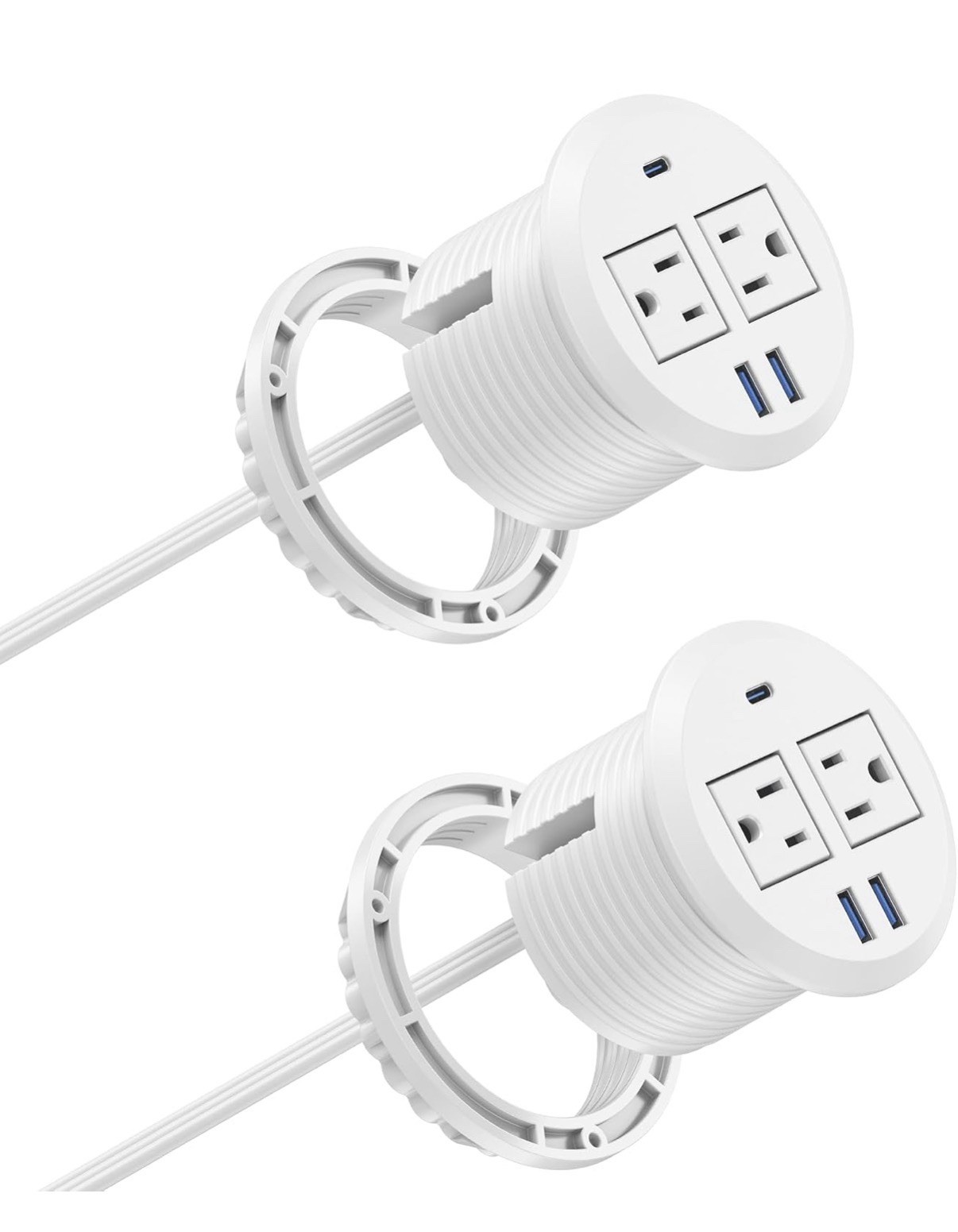 Recessed Desk Power Grommet,2 Outlets, 20W USB-C,White,2PCS