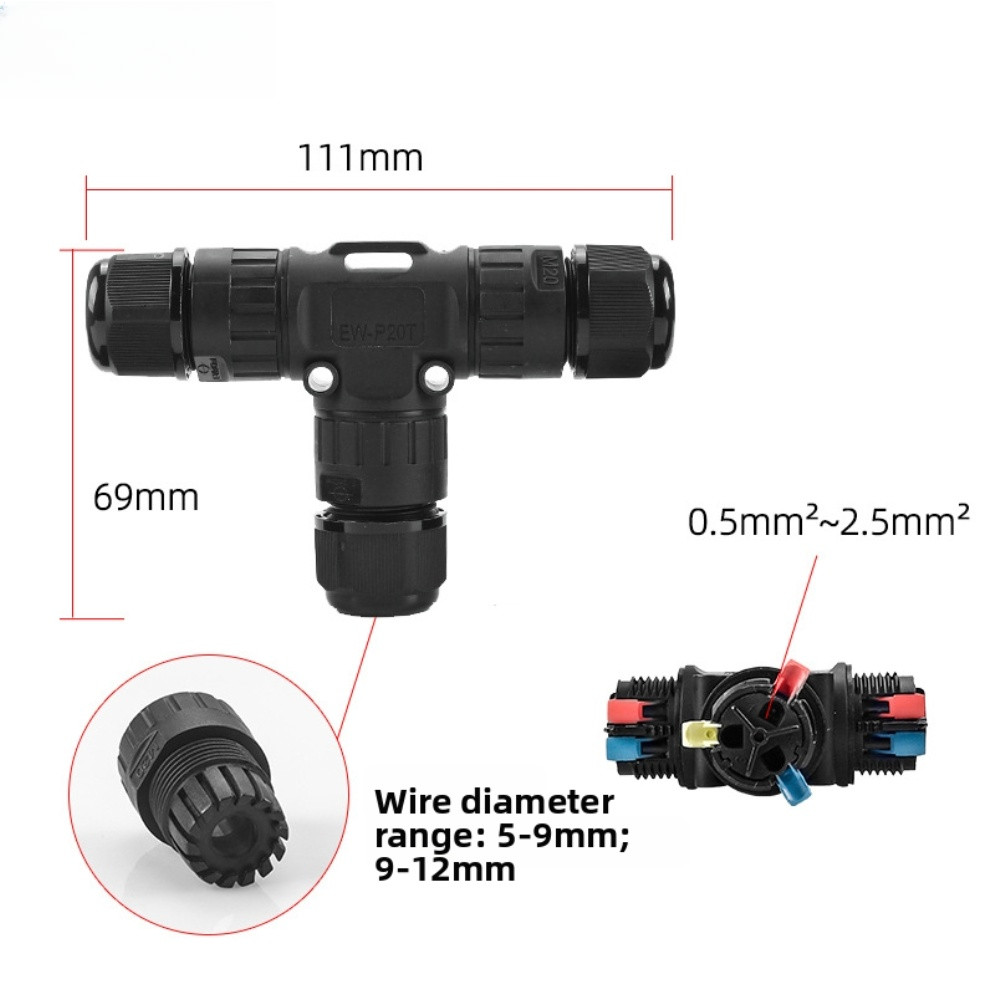 Waterproof 3-Pin Screw Connector P20T Type for Stage Lighting Installations