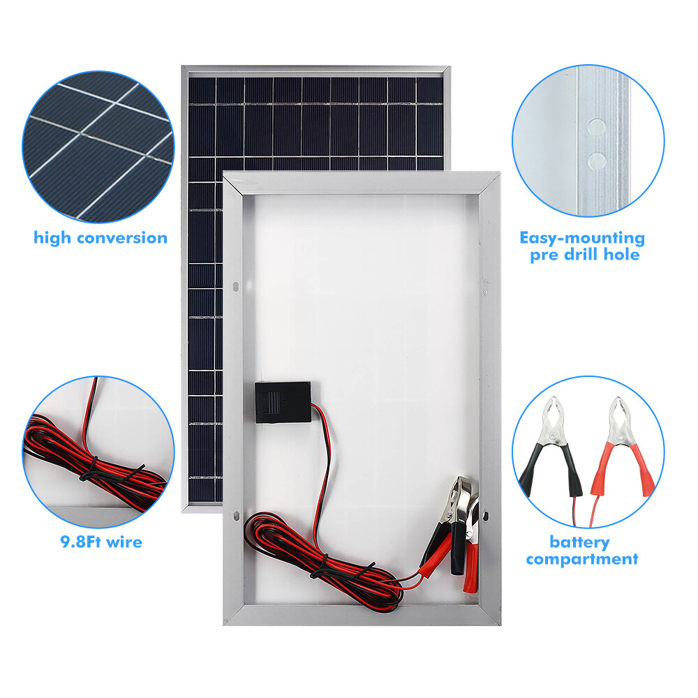 100A Solar Panel Kit 30W 12V Battery Charger Monocrystalline Controller RV Boat