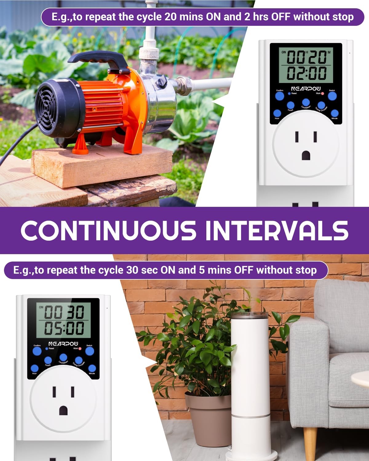 Timer Outlet, Nearpow Multifunctional Infinite Cycle Programmable Plug-in Dig…