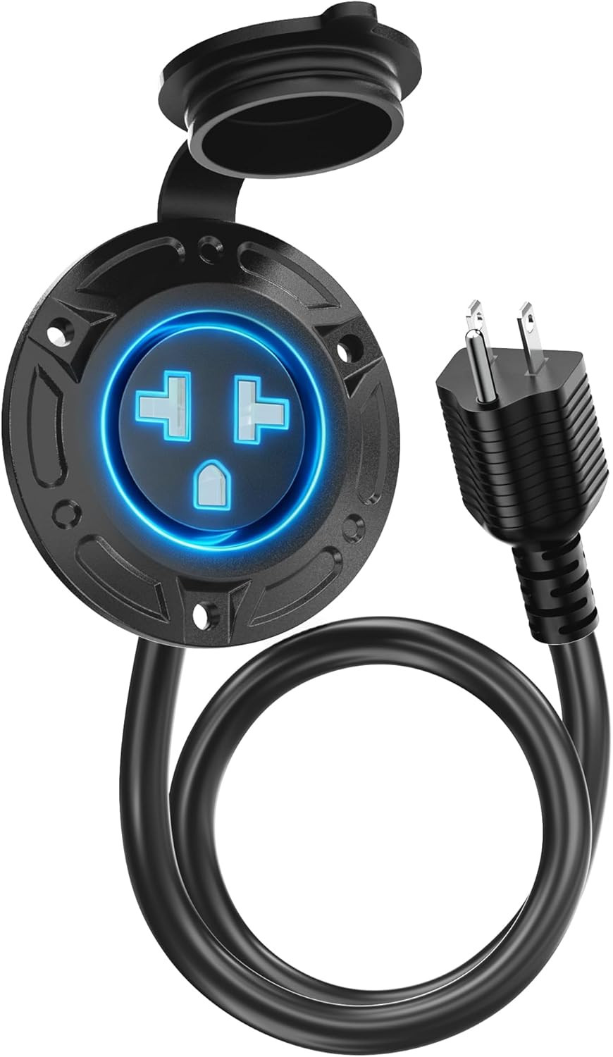 20A 125V AC Port Plug,12Awg Heavy-Duty Integrated Outdoor Electrical Receptacle