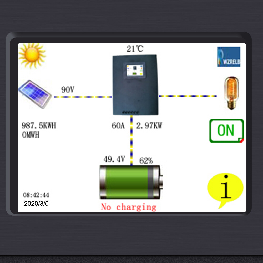 WZRELB MPPT Solar Controller 60A Battery Charger 12/24/36/48V LCD Home 170V Max