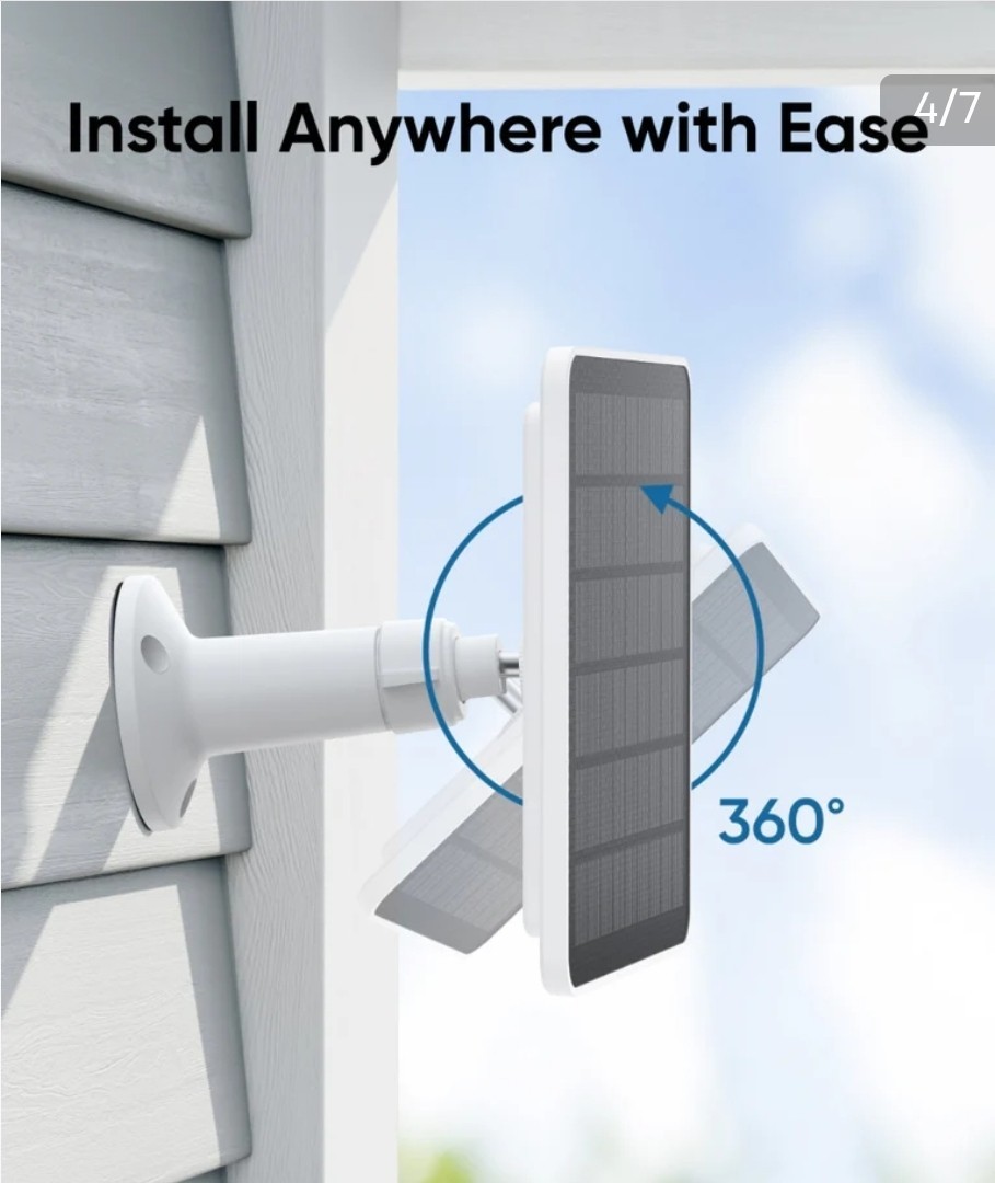 eufy Solar Panel (3W) USB-C Weatherproof For Eufy Outdoor Security Cameras T8705