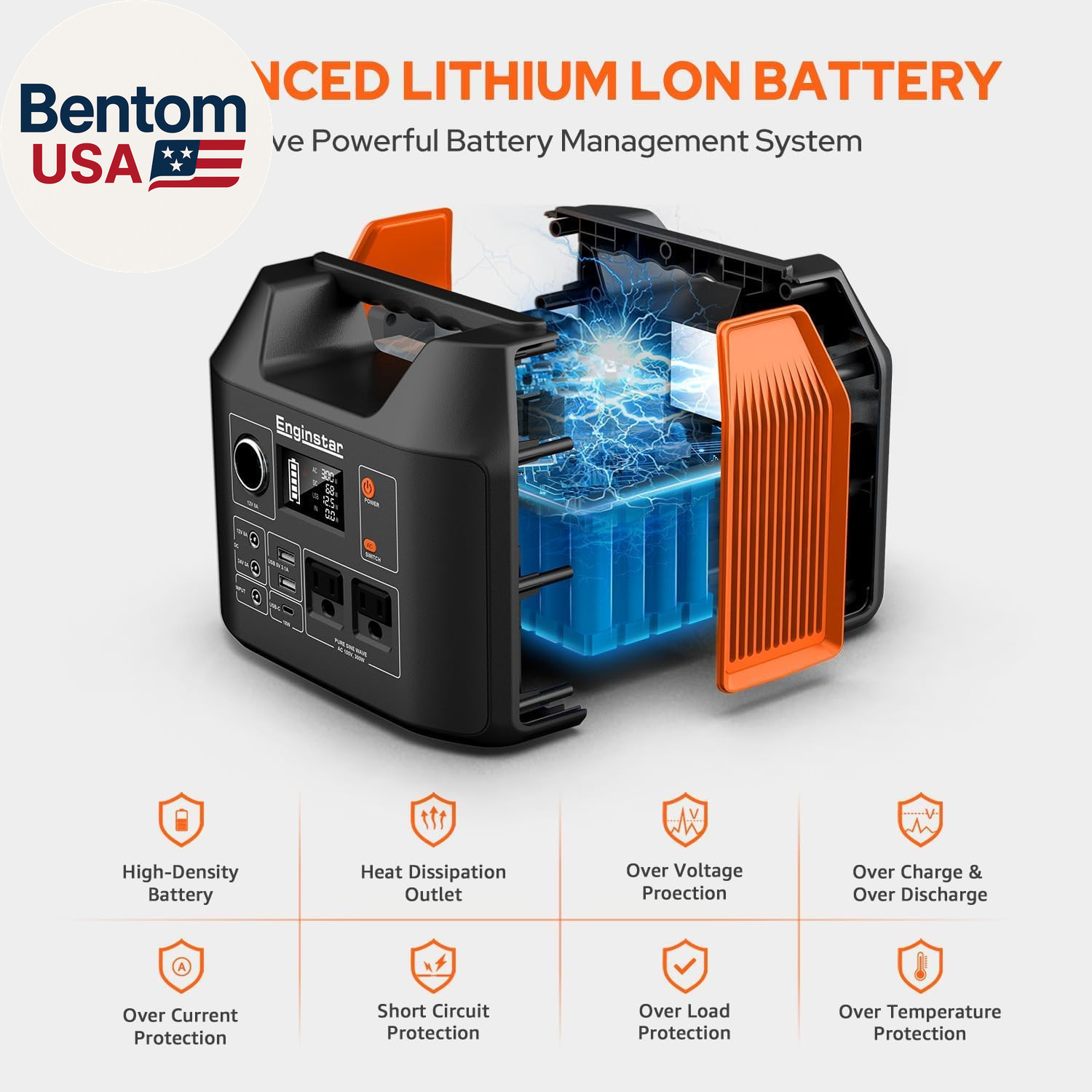 Portable Power Station 300W 296Wh Battery Bank with 110V Pure Sine Wave AC Outle