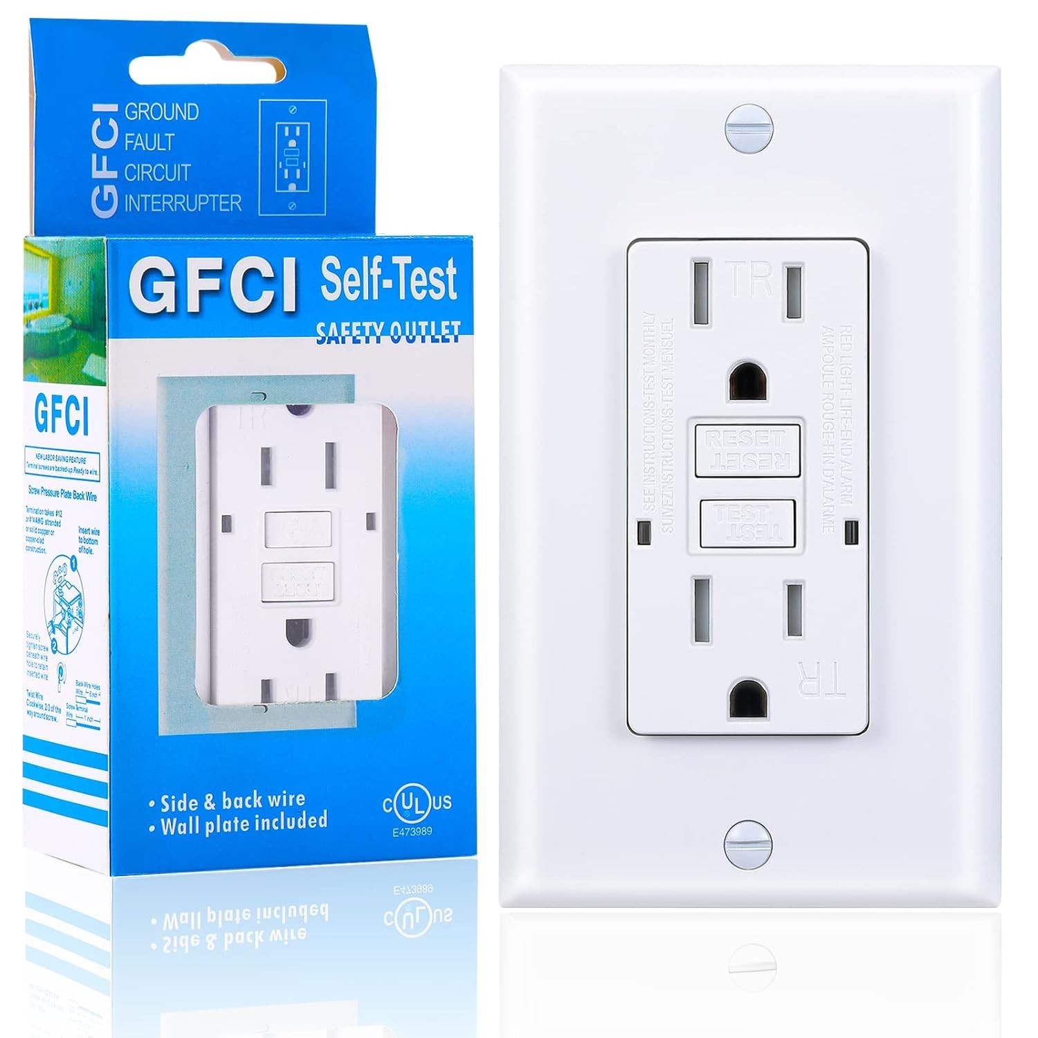 3GRACE GFCI Outlet, Tamper-Resistant GFI Receptacle with LED Indicator