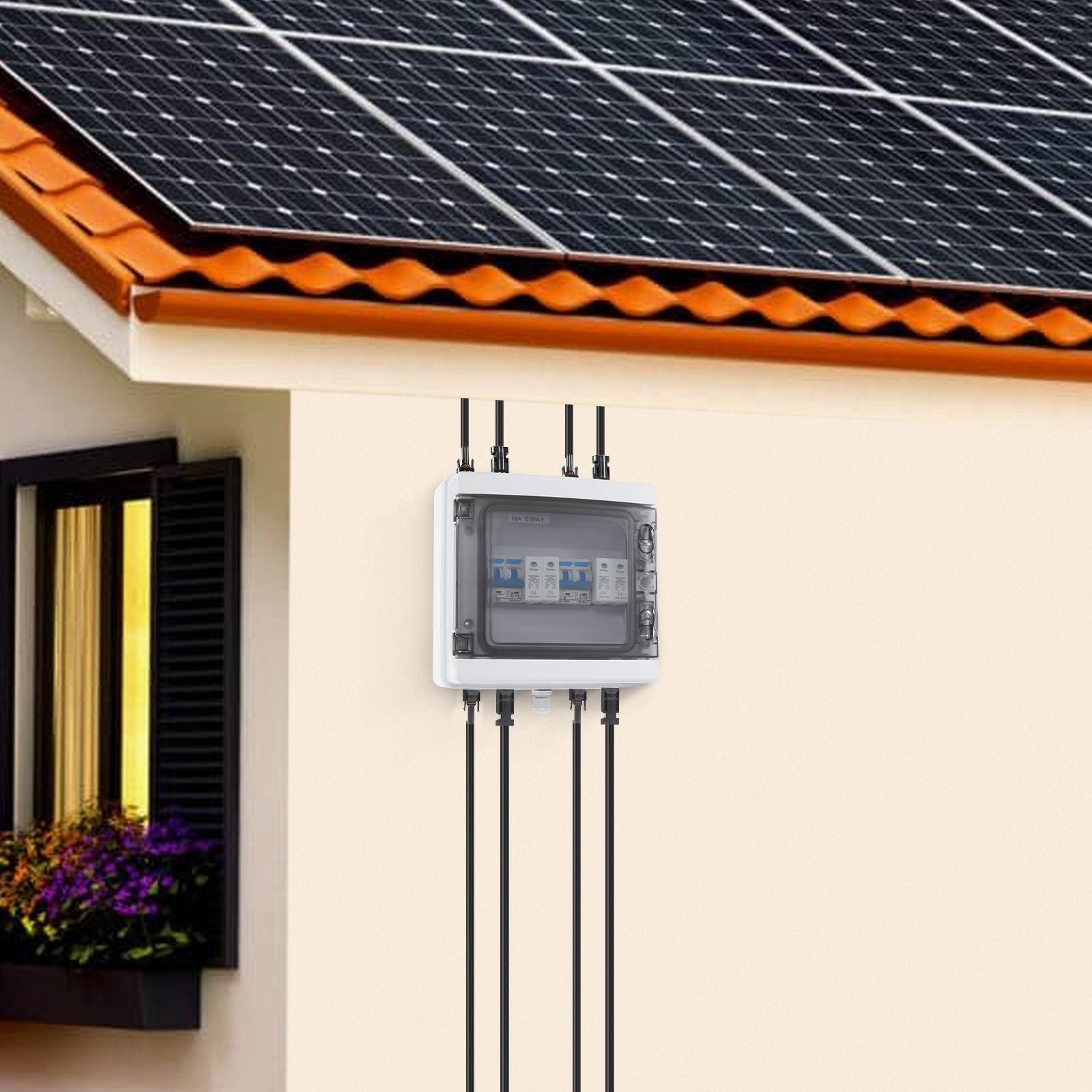 1000V 40A Solar PV Combiner Box 2 in 1 out 2 String Wasserdicht Kunststoff