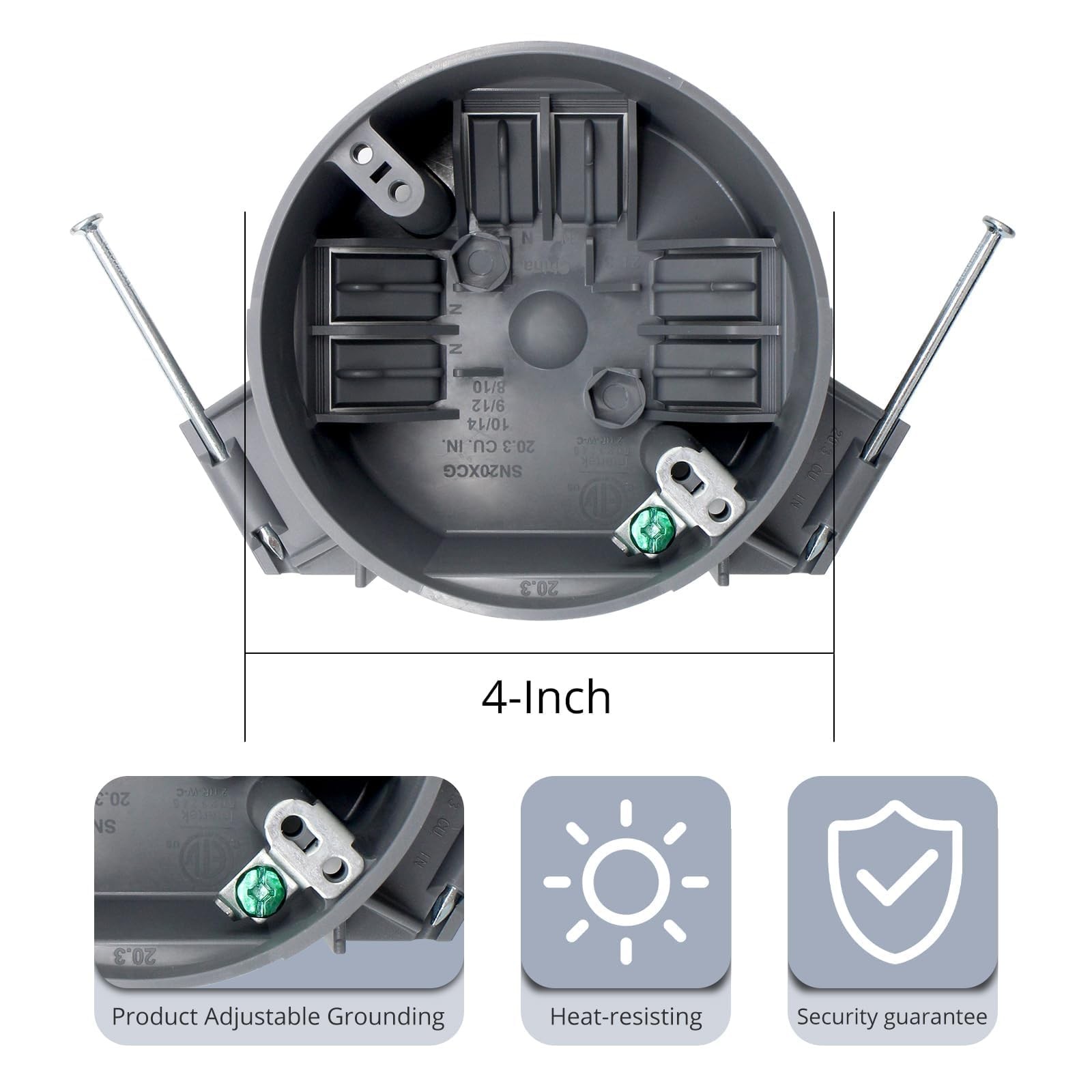 Yqsiyu 12 Pack Round Ceiling Electrical 4 Dia Grounding Lug Screw 1 Gang Work