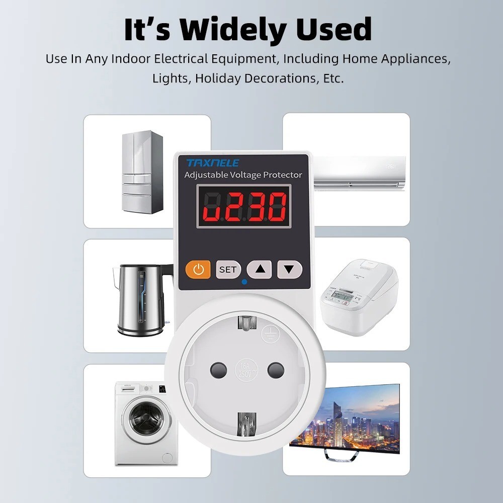 Automatic Voltage Protector Socket 220V 16A Surge Protector EU Plug /Appliances
