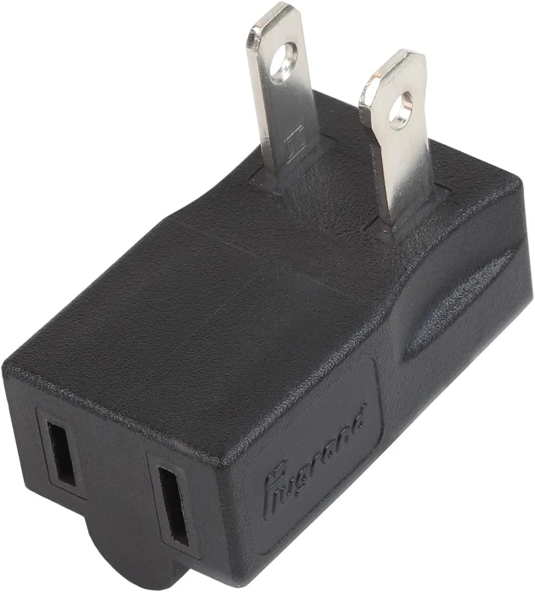 Polarized 2-Prong L Type Adapter, Vertical Right Angled Down Angle AC Black