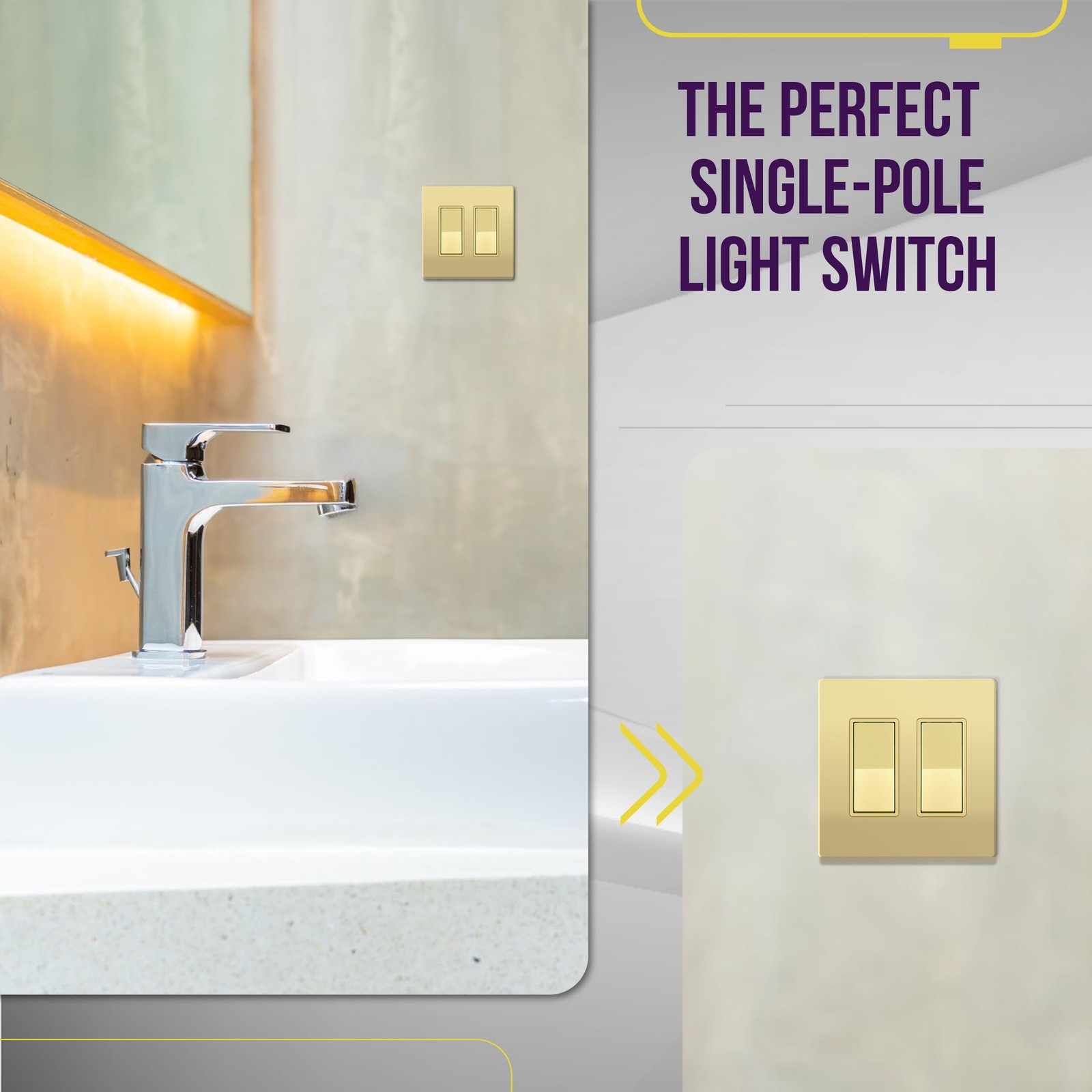 ENERLITES Elite Series Decorator Rocker Light Switch, 15A 120V/277V, Gloss