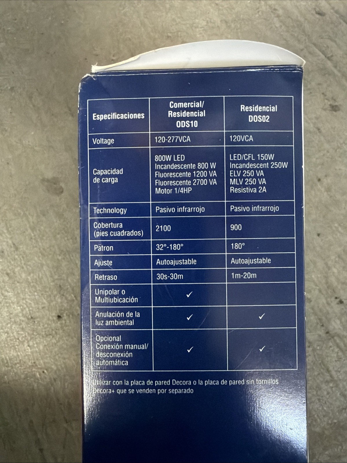 Leviton Plus Pro Decora 120-277V AC/CA Occupancy Sensor Switch PIR ODS10-1HW