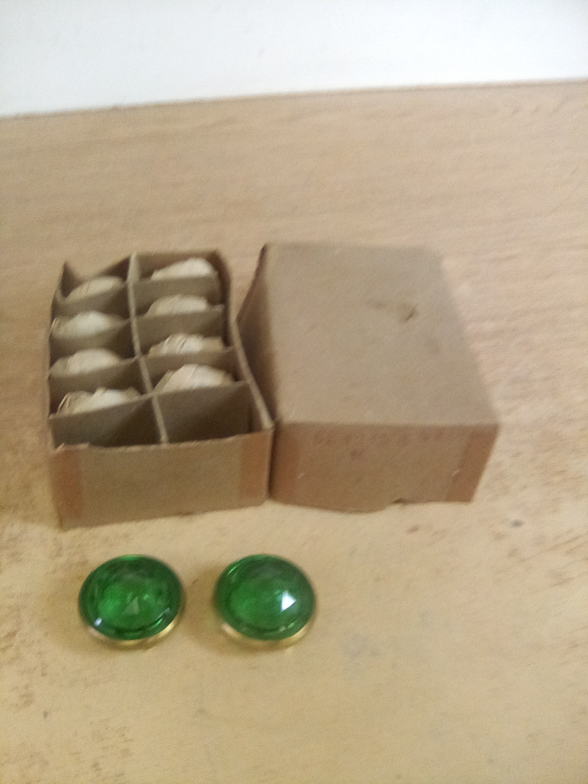 Lot Of 10 Vintage GE 42156 Green Circular Faceted Jewel