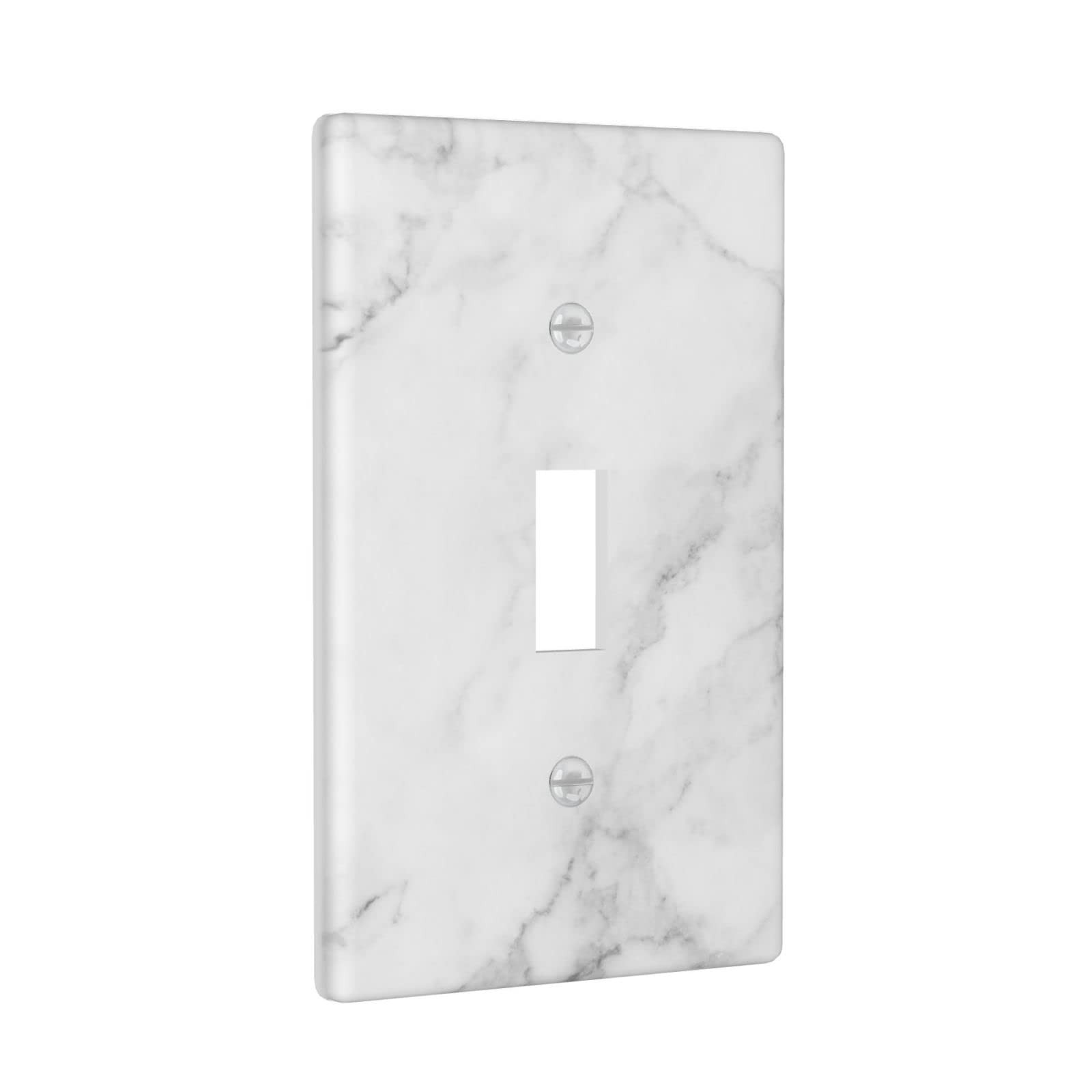 White Gray Marble Light Switch Plate Cover Single Toggle 1 Gang Decorative Wa…