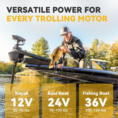 Power Queen 12V 100Ah Trolling Motor LiFePO4 Lithium Battery Low Temp Protection