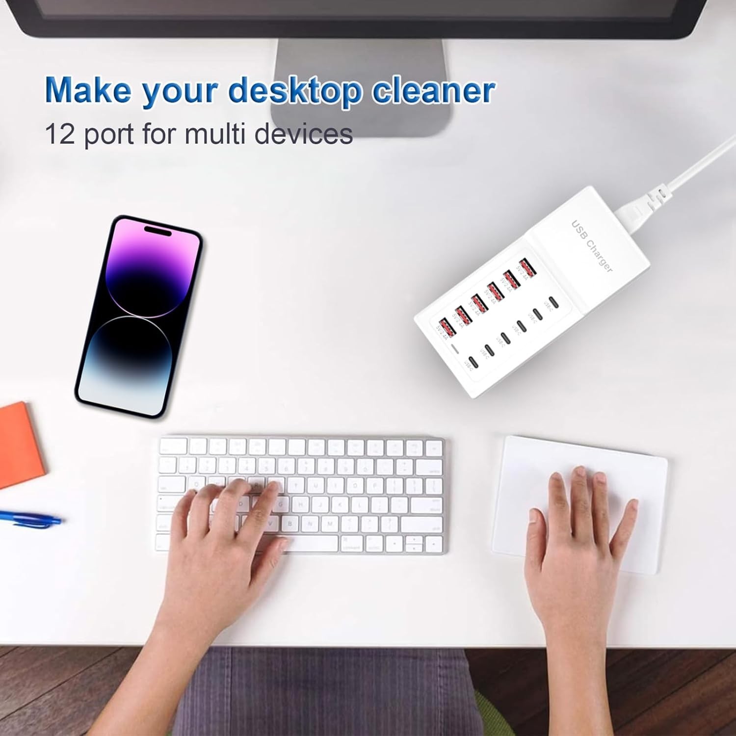 USB Charging Station 50w10A 12 Ports Multiple Charging Block, USB C 50W 12 Port