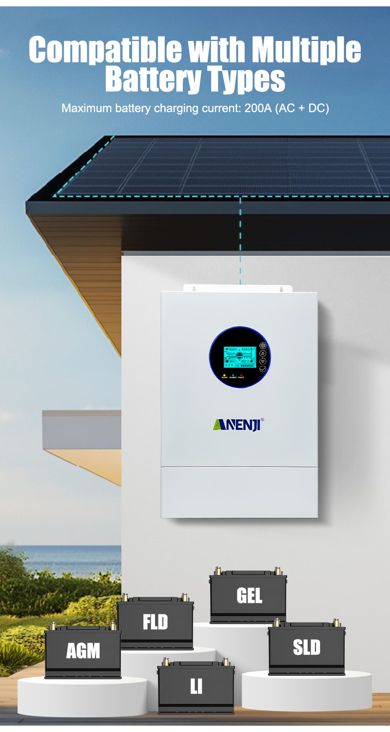 12KW 48V Hybrid Solar Inverter Split Phase 120V/240V Dual MPPT 200A Parallel