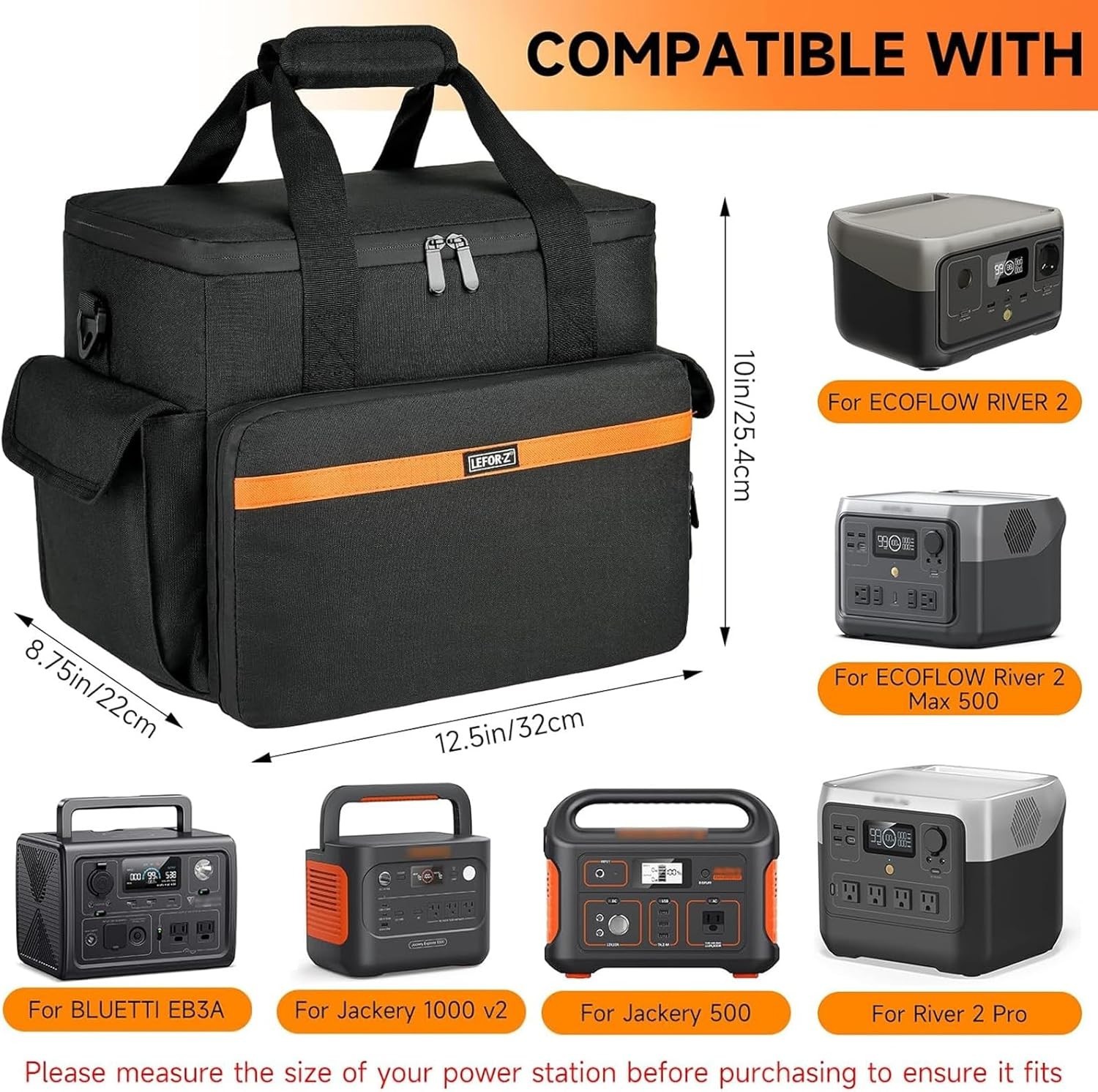 Multi-Compartment Carrying Case for Jackery Explorer 1000 & More – Classic Black