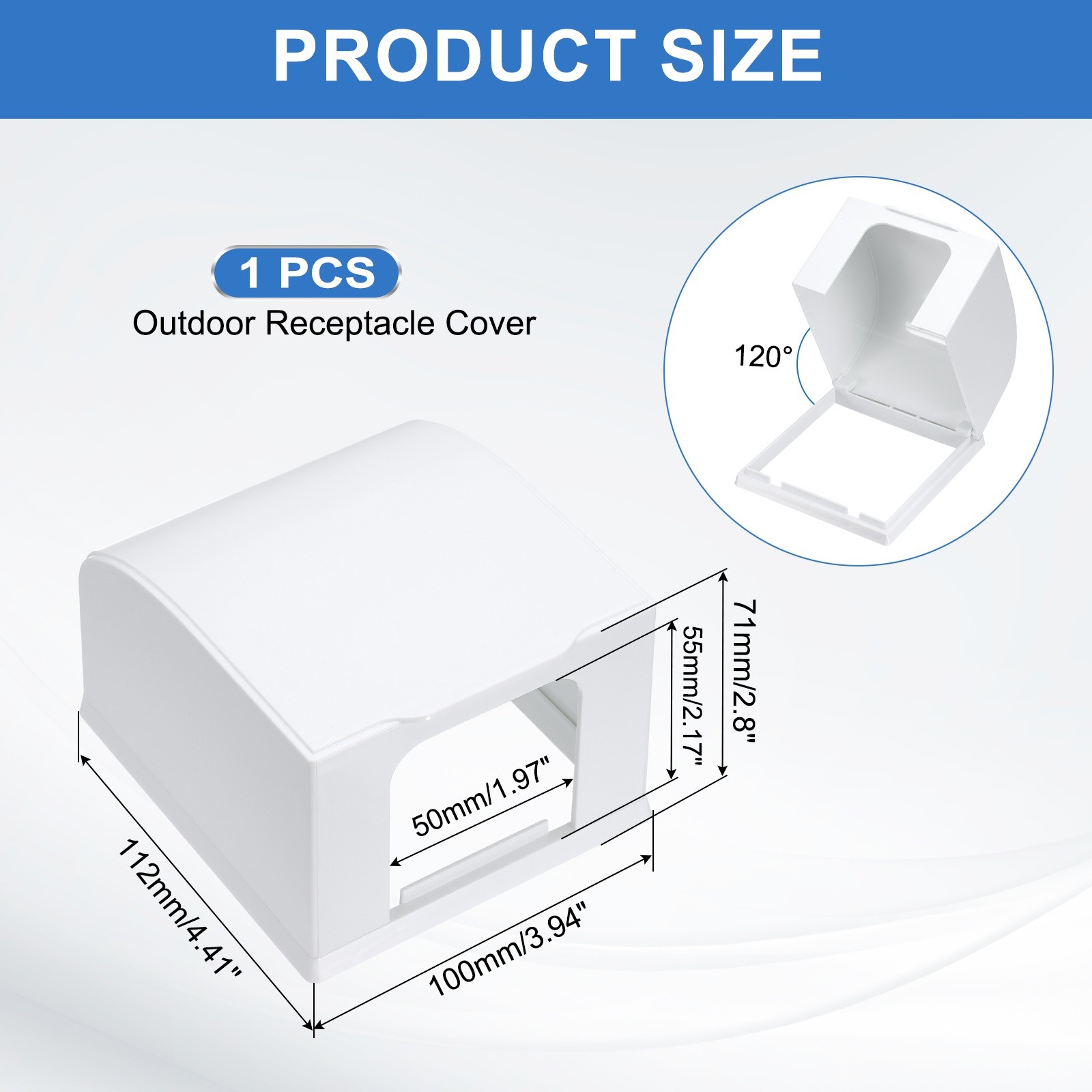 4.41 x 3.94 x 2.8 Inch Outlet Cover Box White