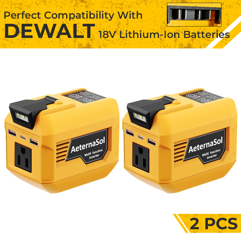 2-Pack 250W Power Inverter for DeWalt 20V Max Battery Outlet USB-C PD Camping