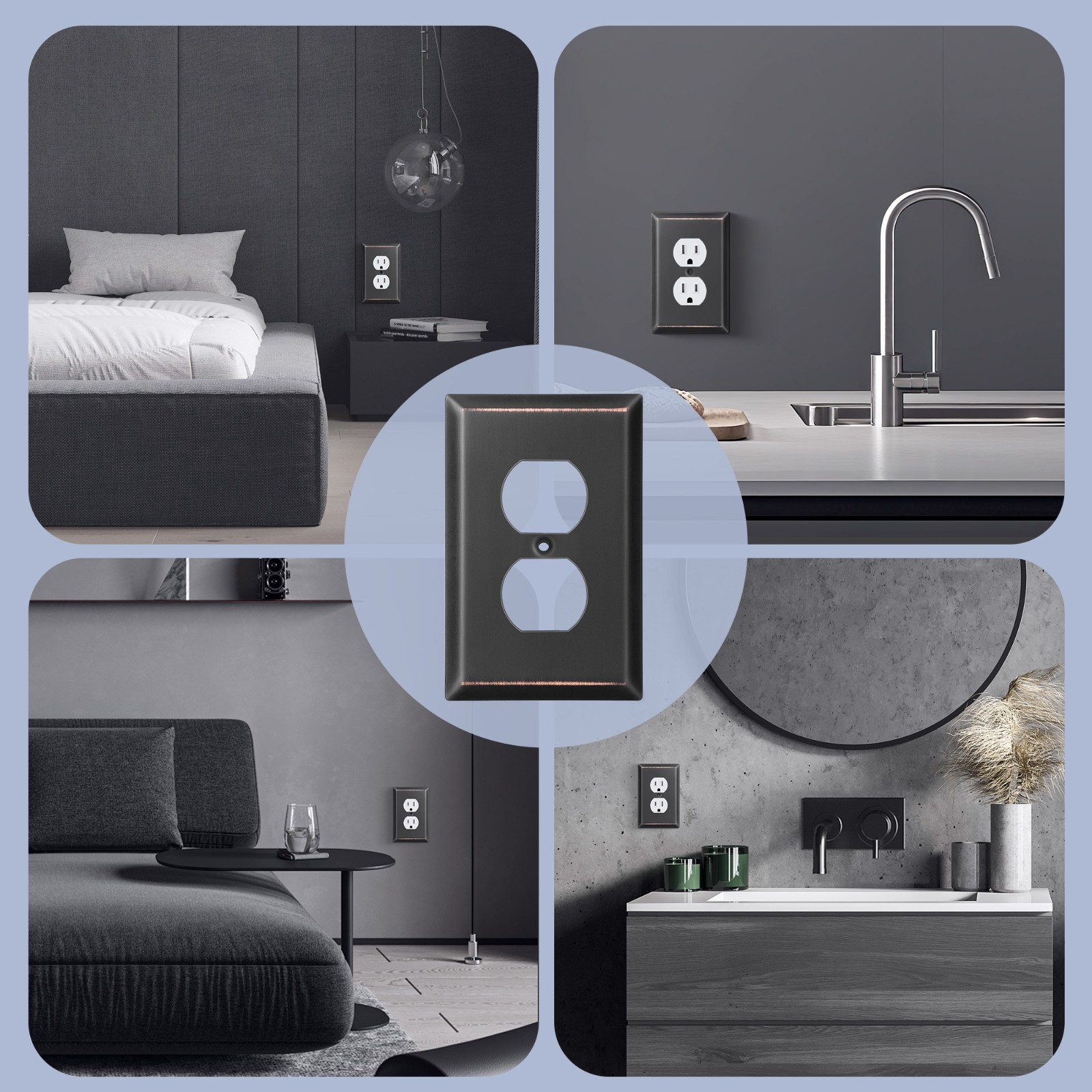 DEWENWILS Duplex Outlet Wall Plate, Metal Wall Plates for Electric Outlet,4-Pack