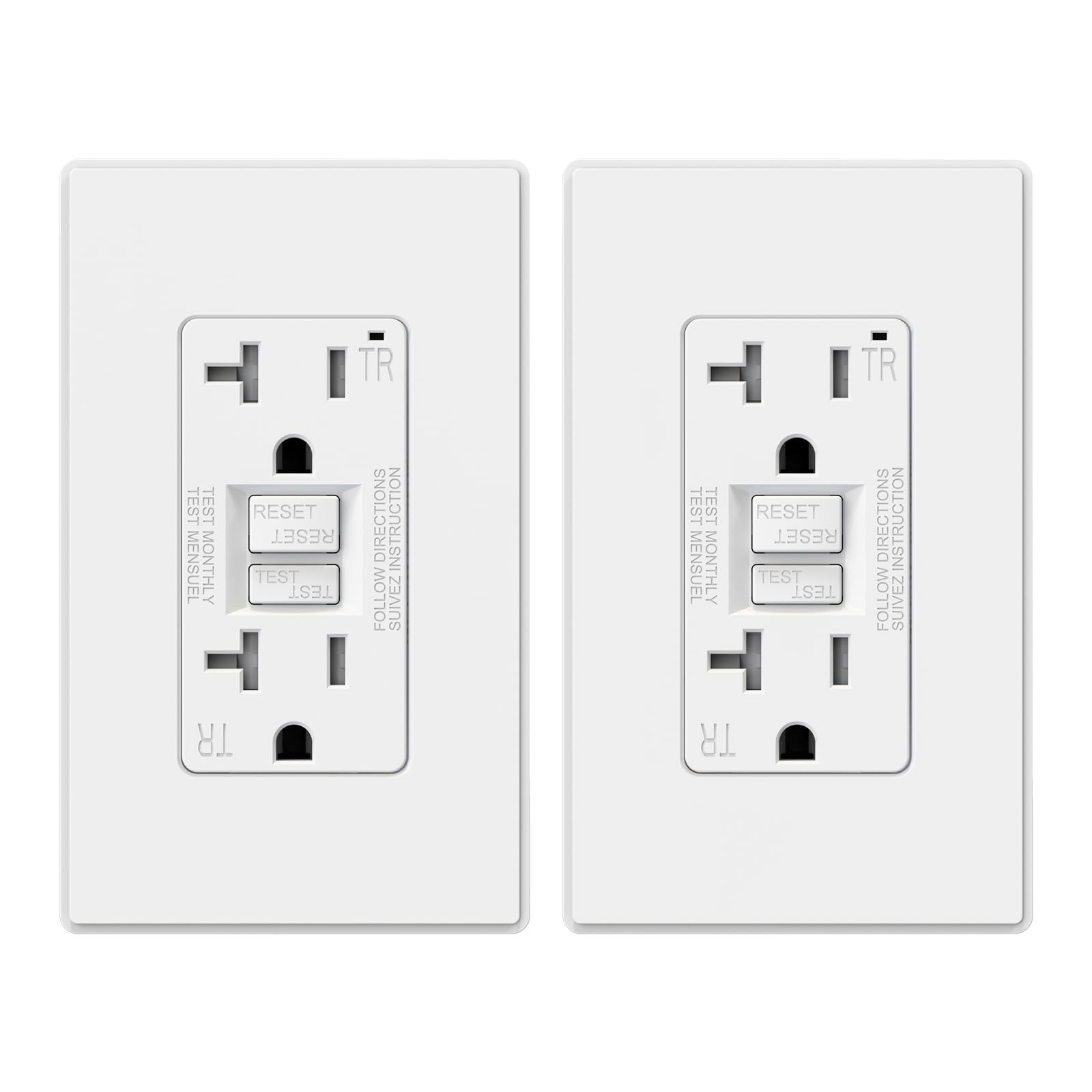 ELEGRP GFCI Outlet 15 Amp, Self-Test GFI Electrical Outlet, Matte White