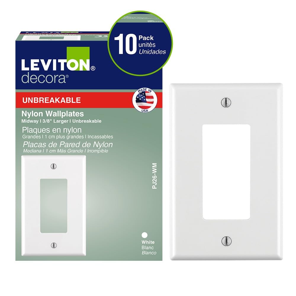 1-Gang 1-Decora Midway Nylon Wallplate 10 Pack, PJ26-WM, White