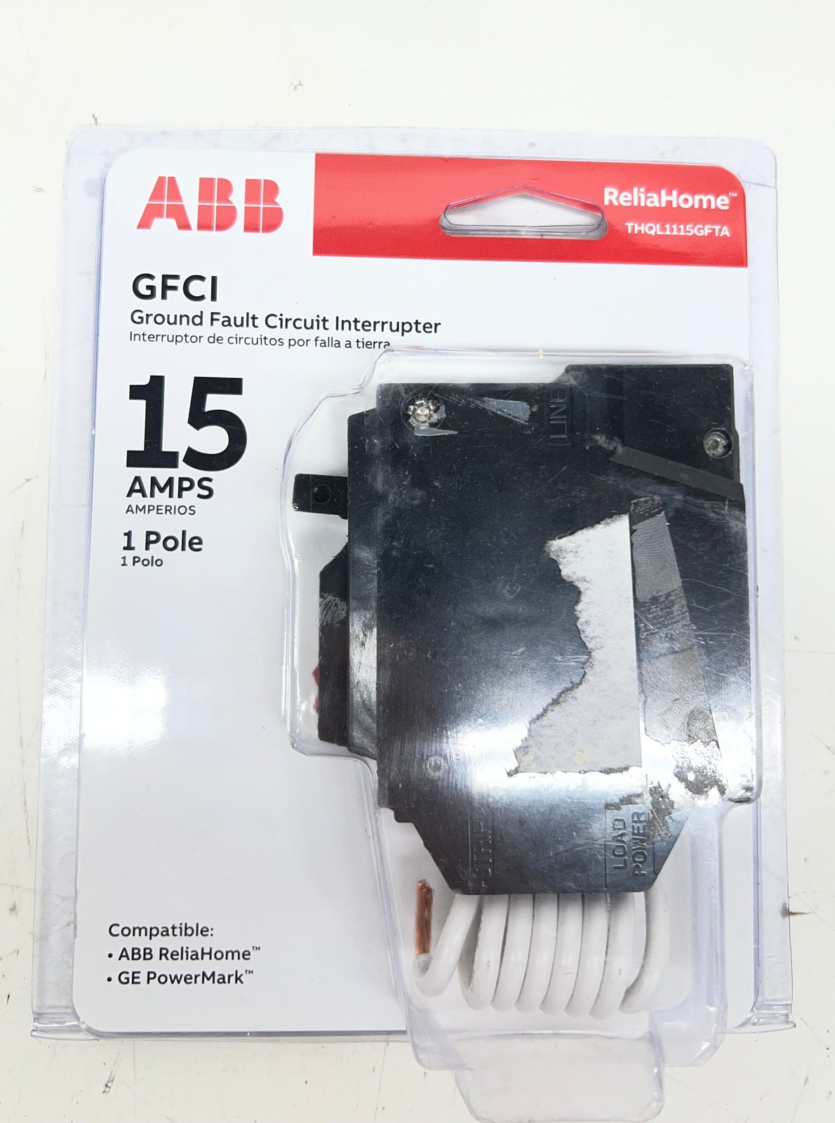 ABB 15 Amp Single Pole Ground Fault Breaker with Self-Test (THQL1115GFTA)