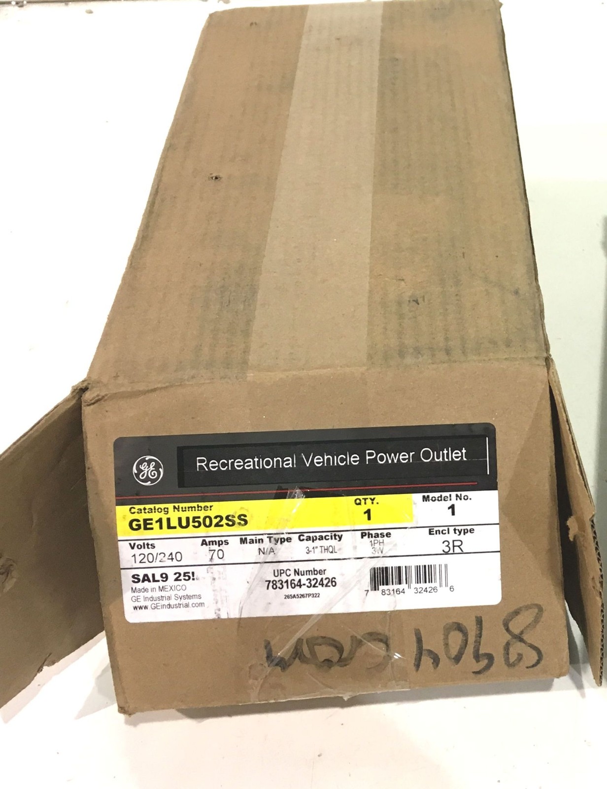 GE GE1LU502SS 70 Amp 2-Space 2-Circuit 240-Volt Unmetered RV Outlet Box