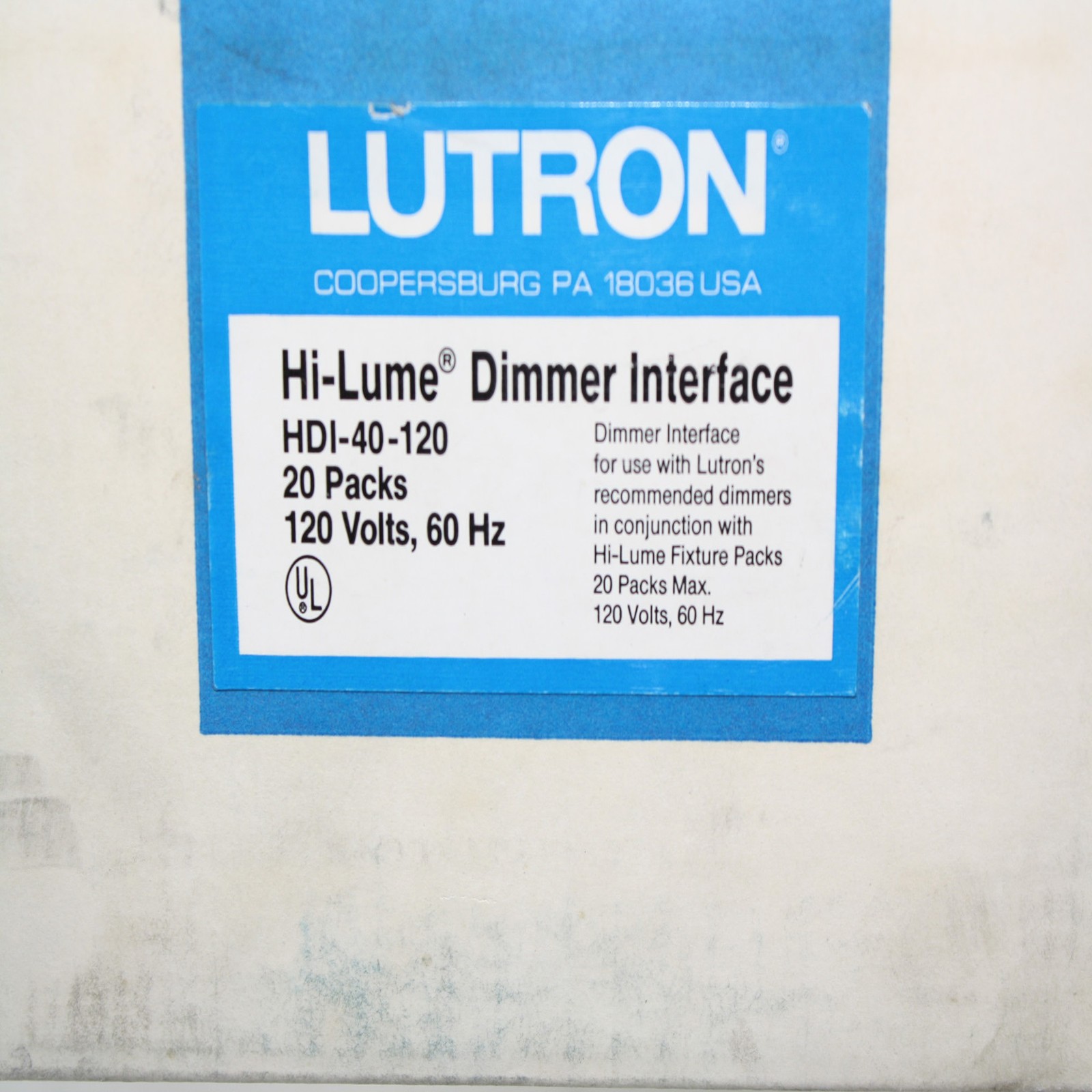 LUTRON HDI-40-120 120V 20 PACKS HI-LUME DIMMING DIMMER INTERFACE MODULE