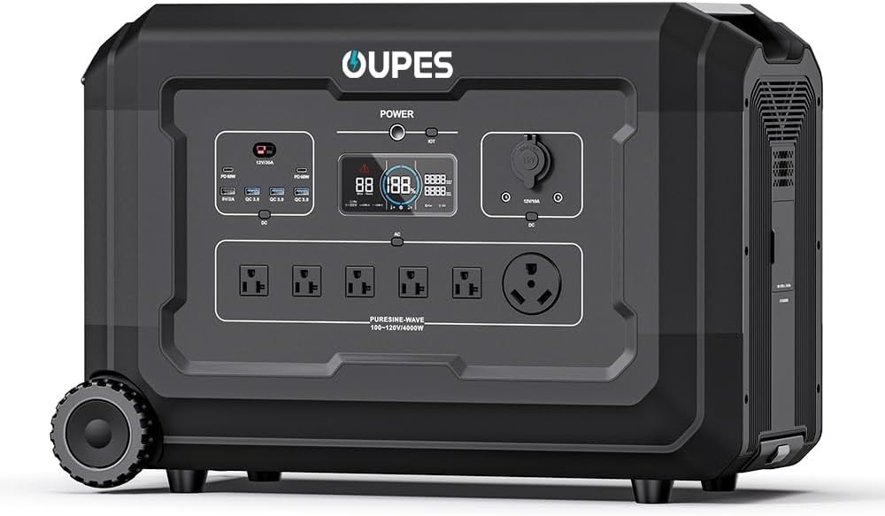 OUPES Mega 5 Portable Power Station 4000W 5040Wh LiFePO4 Solar Generator RV 30A