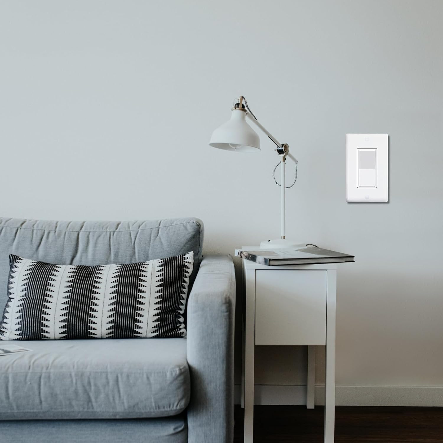 Single Pole Decorator Wall Light Switch with Quiet Operation, Wall Plate Include
