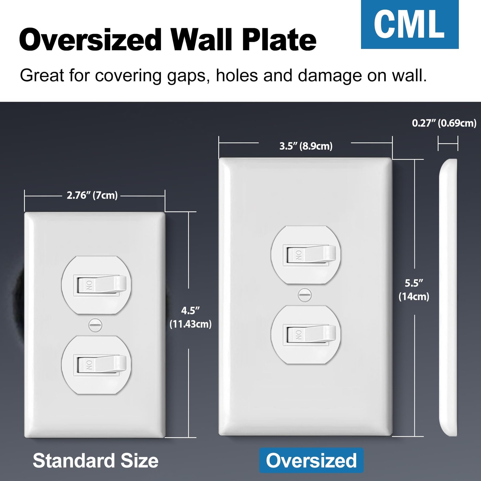 CML Oversized Duplex Outlet Covers, 6 Pack Jumbo Electrical Outlet Wall Plate…