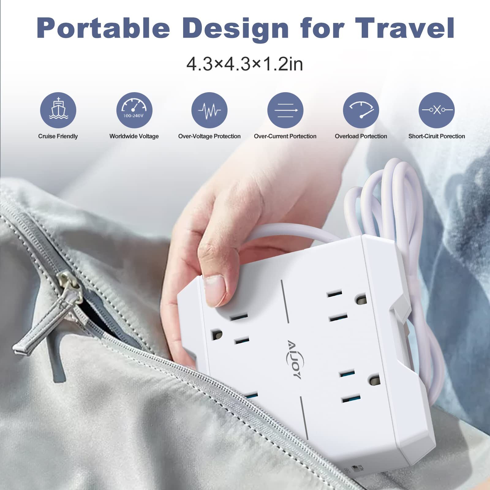 Power Strip with USB Ports 5 ft Extension Cord with 4 Outlets2.2 in and 4 USB…