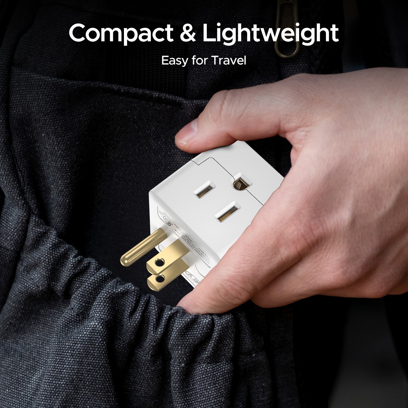 3-Pack Grounded Wall Outlet Adapter,2Prong/3 Prong Compatible Adapter,ETL Listed