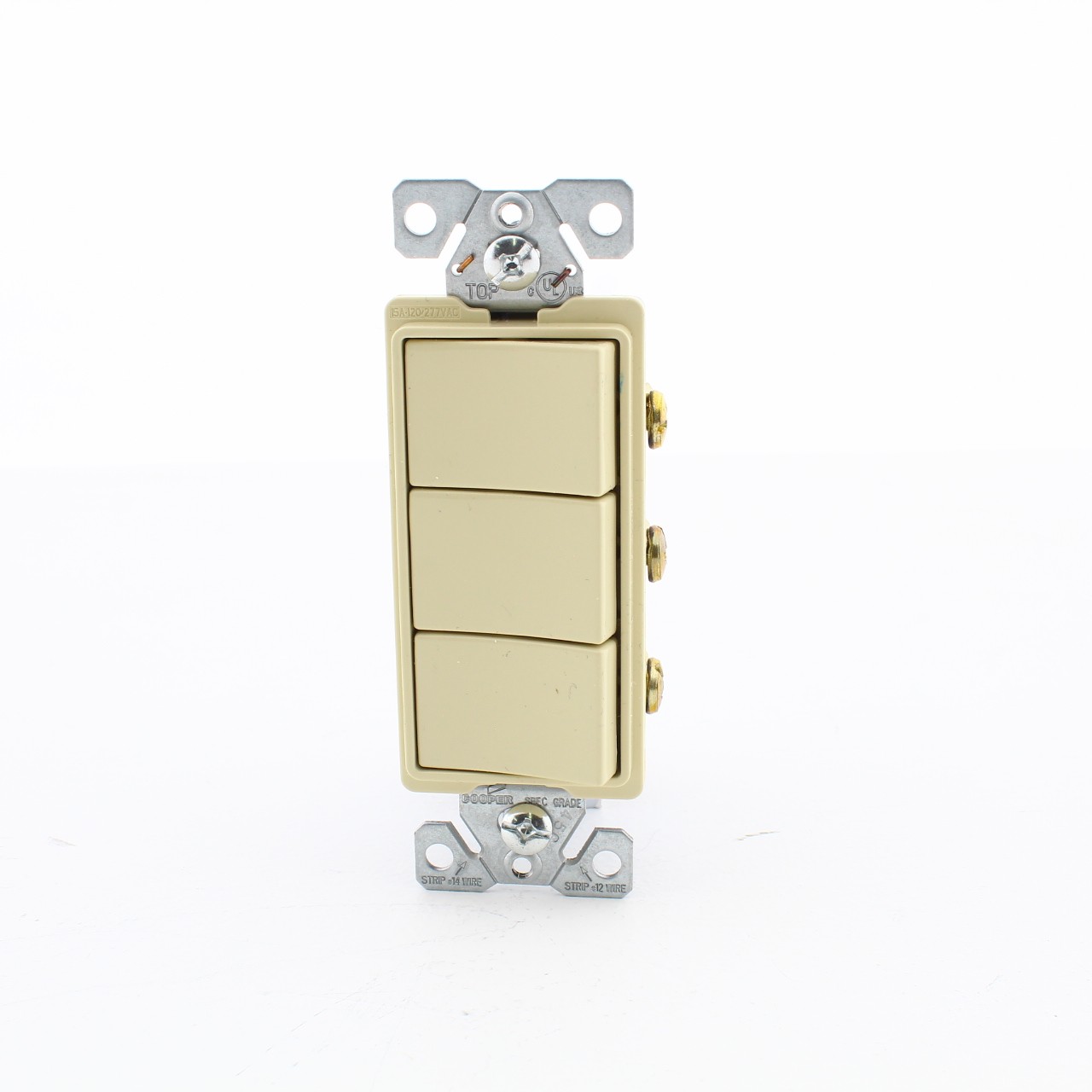 Eaton Ivory Combination 1-Pole Decorator Triple Rocker Light Switch 15A 7729V