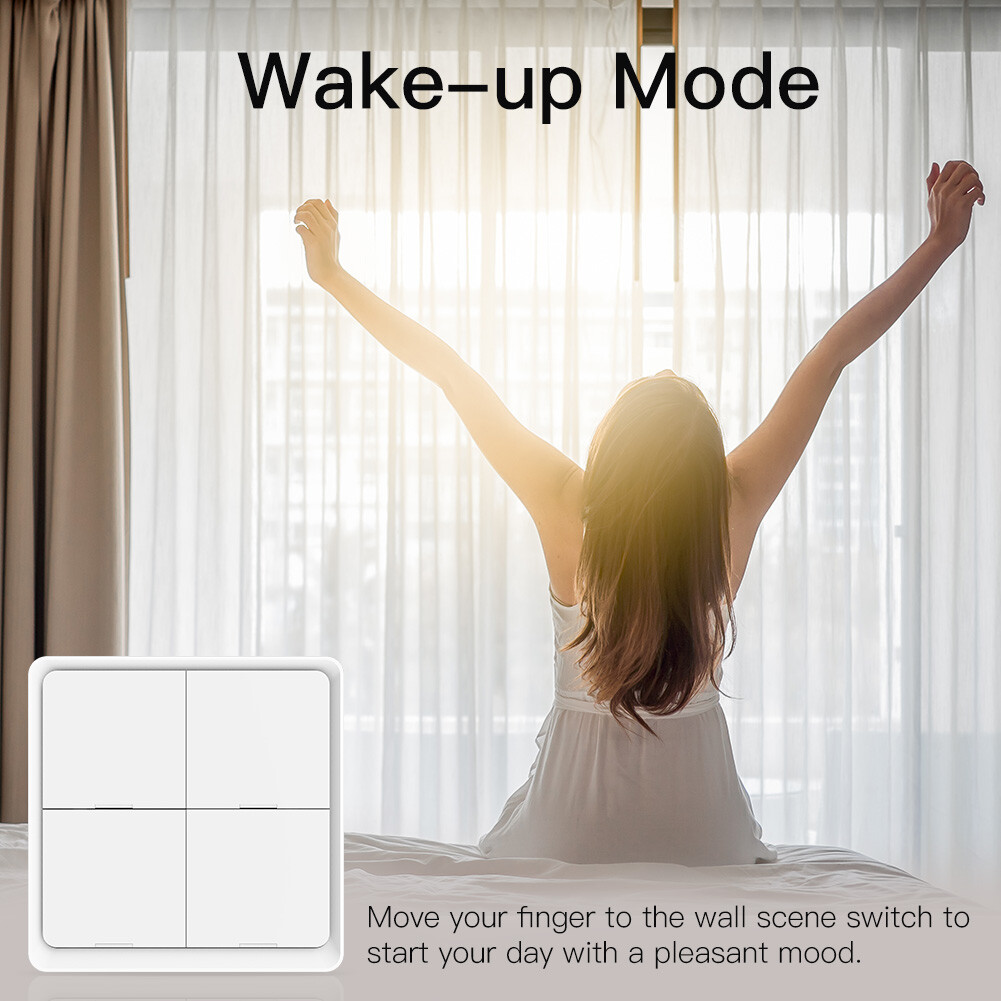 MOES Tuya ZigBee 4 Gang Wireless Smart Switch 12 Scene Push Button APP Control