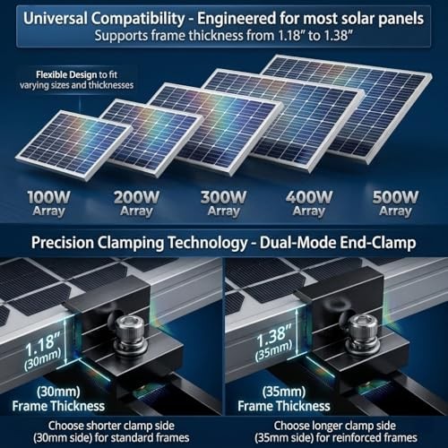 Solar Panel Mounting Kit for Thickness 1.18″/1.38″ Panels, with 4pcs-panel