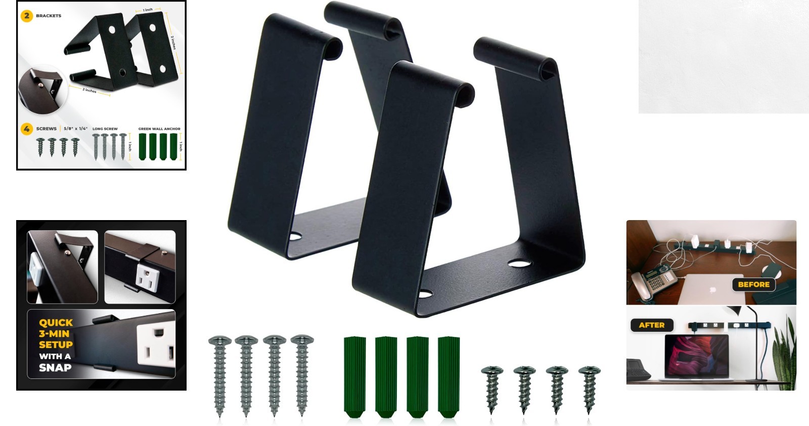 Versatile Metal Power Strip Mounting Brackets for 12 Outlets – Easy Installation