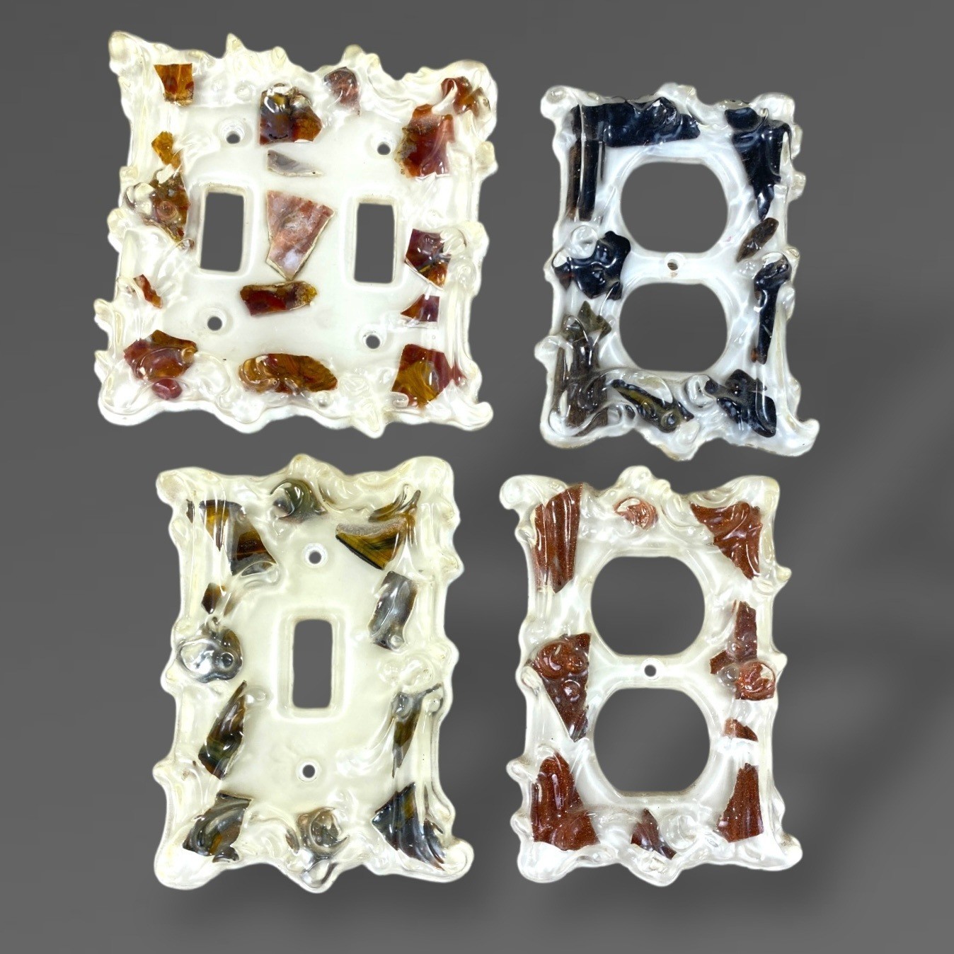 Lucite Resin Vomit Light Switch Plates Set of 4 Vintage 1950s–70s Home Hobbiest