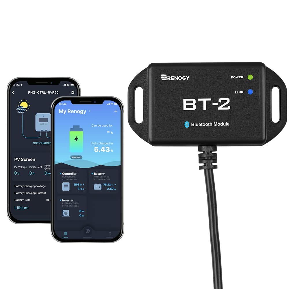 BT-2 Smart Solar Monitor – Wireless Control for MPPT Controllers, Lithium Bat…