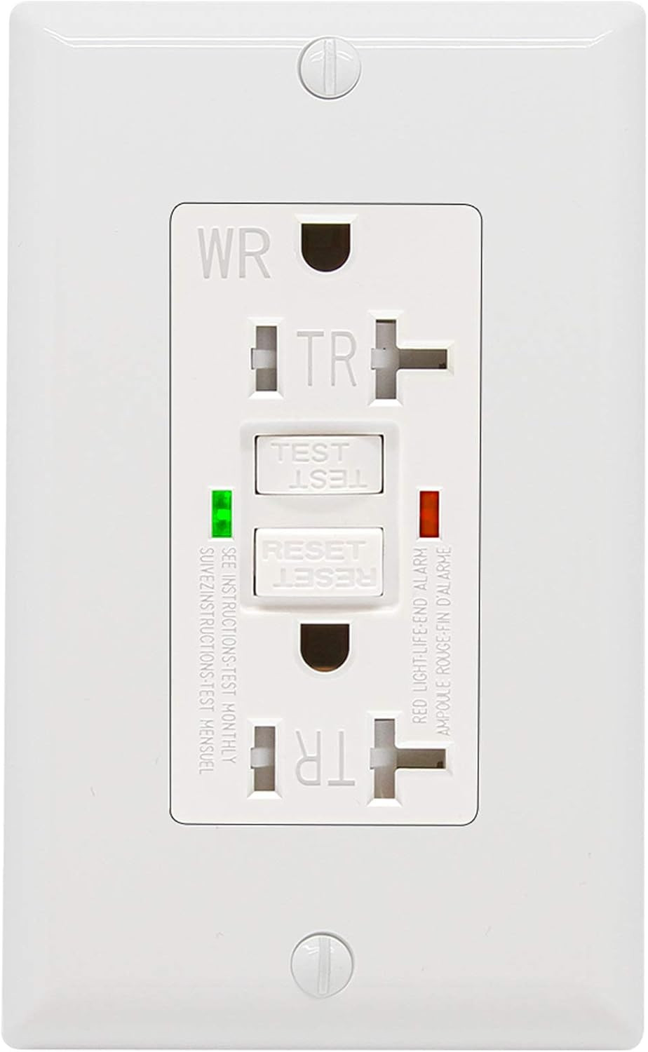 GFCI Outlet 20 Amp, UL Listed, LED Indicator, Tamper-Resistant, Weather Resistan