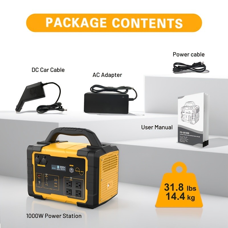 1024Wh 1000W Portable Battery Solar Ready Off-Grid Outdoor Backup Power Supply