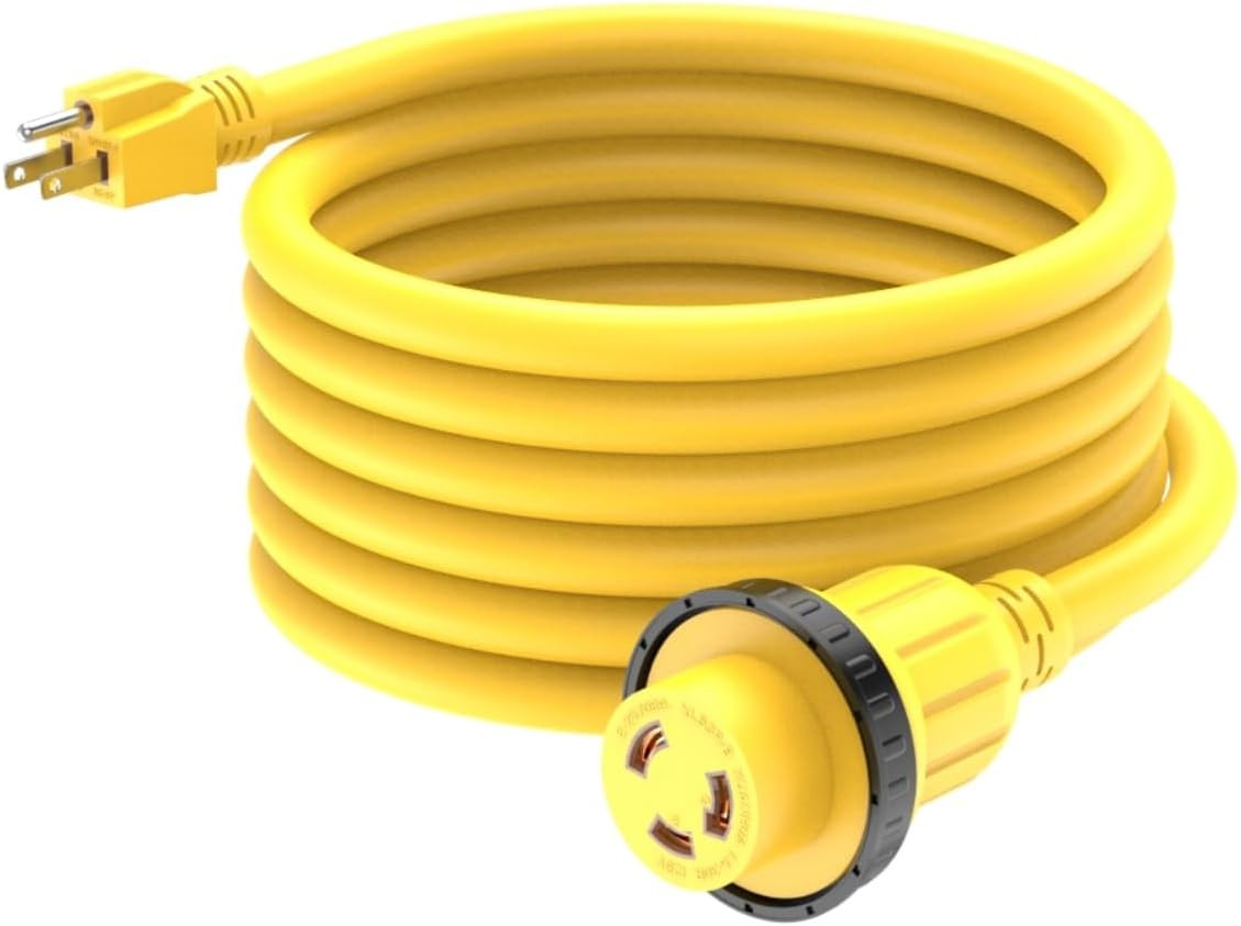 15FT 30-Amp to 15-Amp 110V Marine & RV Extension Cord, NEMA 5-15P to L5-30R | 10