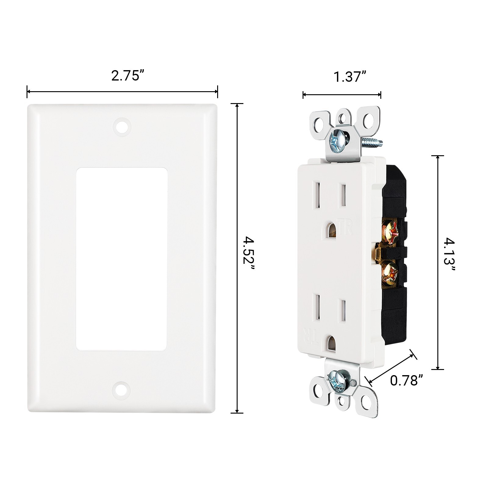 DEWENWILS 20-Pack Outlet Socket, Decora Standard Receptacle, 15 Amp 125 Volt