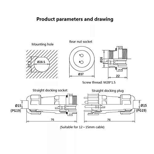 Waterproof Connector Auto Circular Plug Socket IP68 Panel – SD28 Wire