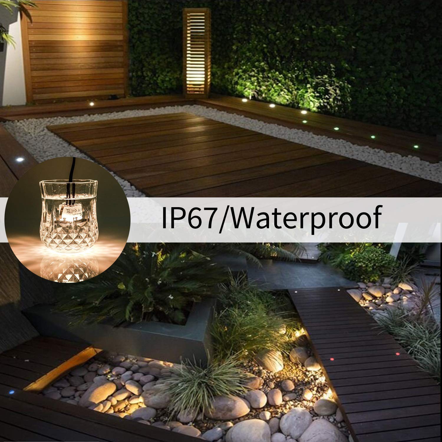 Waterproof Deck Lights Kit, 12 Pack Φ1.38 Dimmable Color Deck Light Low Vol