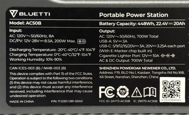 BLUETTI AC50B 700W 448Wh Portable Power Station